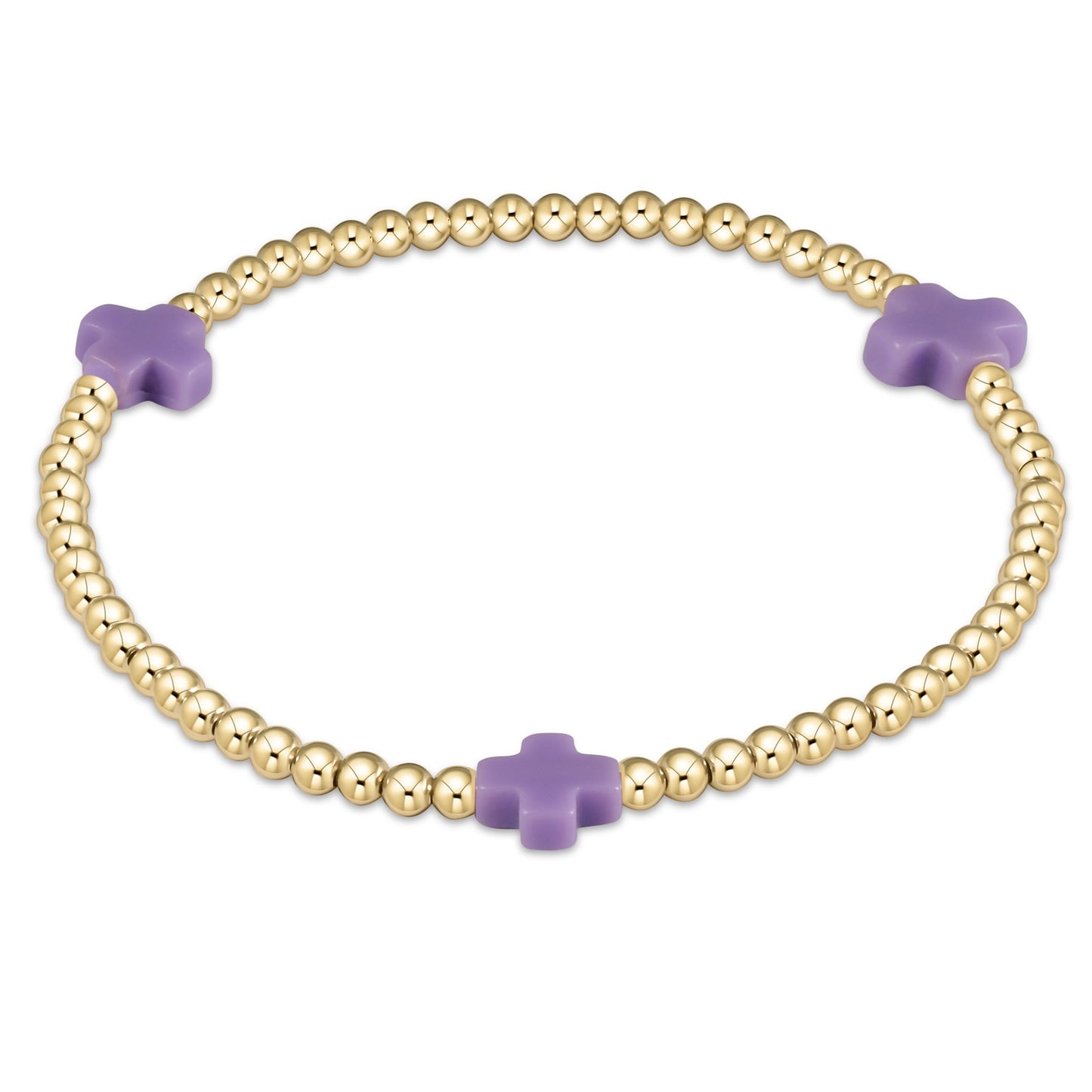 Pulsera de Cuentas de 3 mm con Cruz y Patrón Dorado Signature