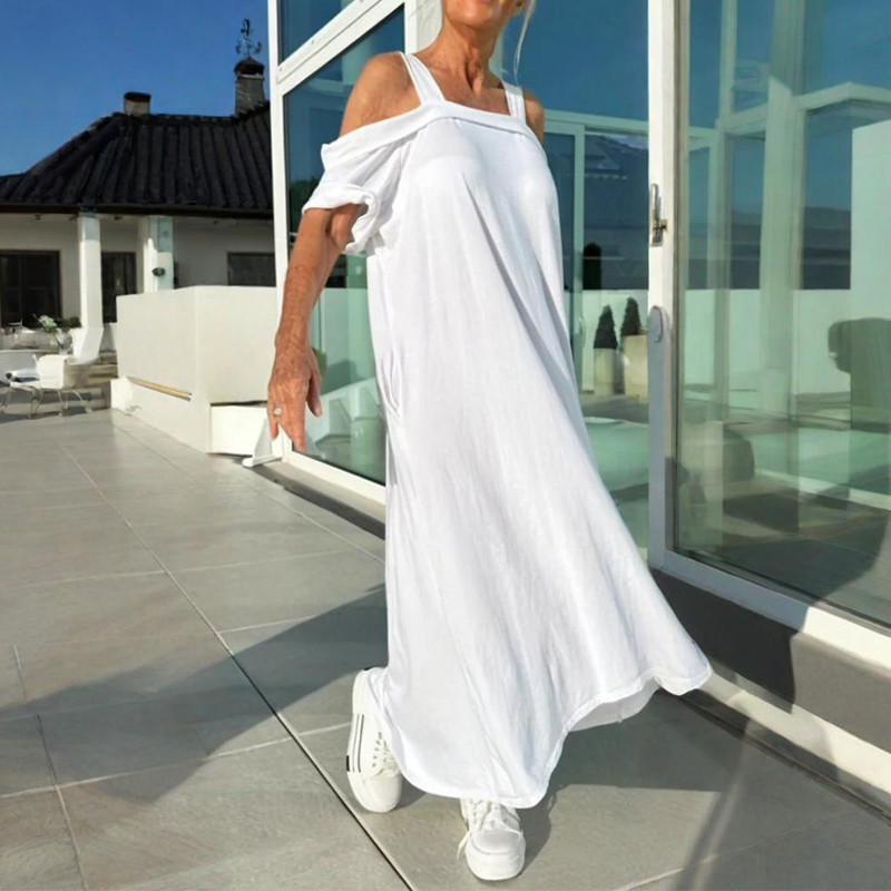 🏖️ Especiales de Verano 💃 Vestido Casual Largo con Hombros Descubiertos para Mujer
