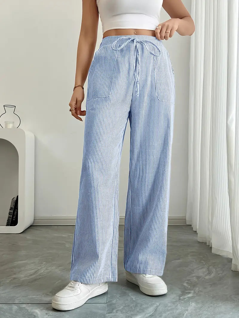 Alina – Pantalón Elegante a Rayas con Bolsillos