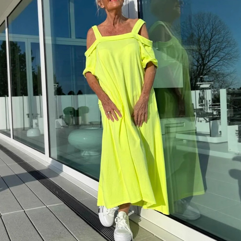 🏖️ Especiales de Verano 💃 Vestido Casual Largo con Hombros Descubiertos para Mujer
