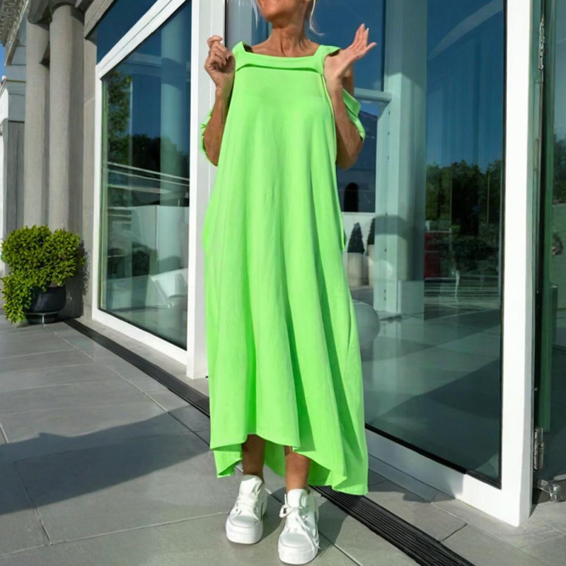 🏖️ Especiales de Verano 💃 Vestido Casual Largo con Hombros Descubiertos para Mujer