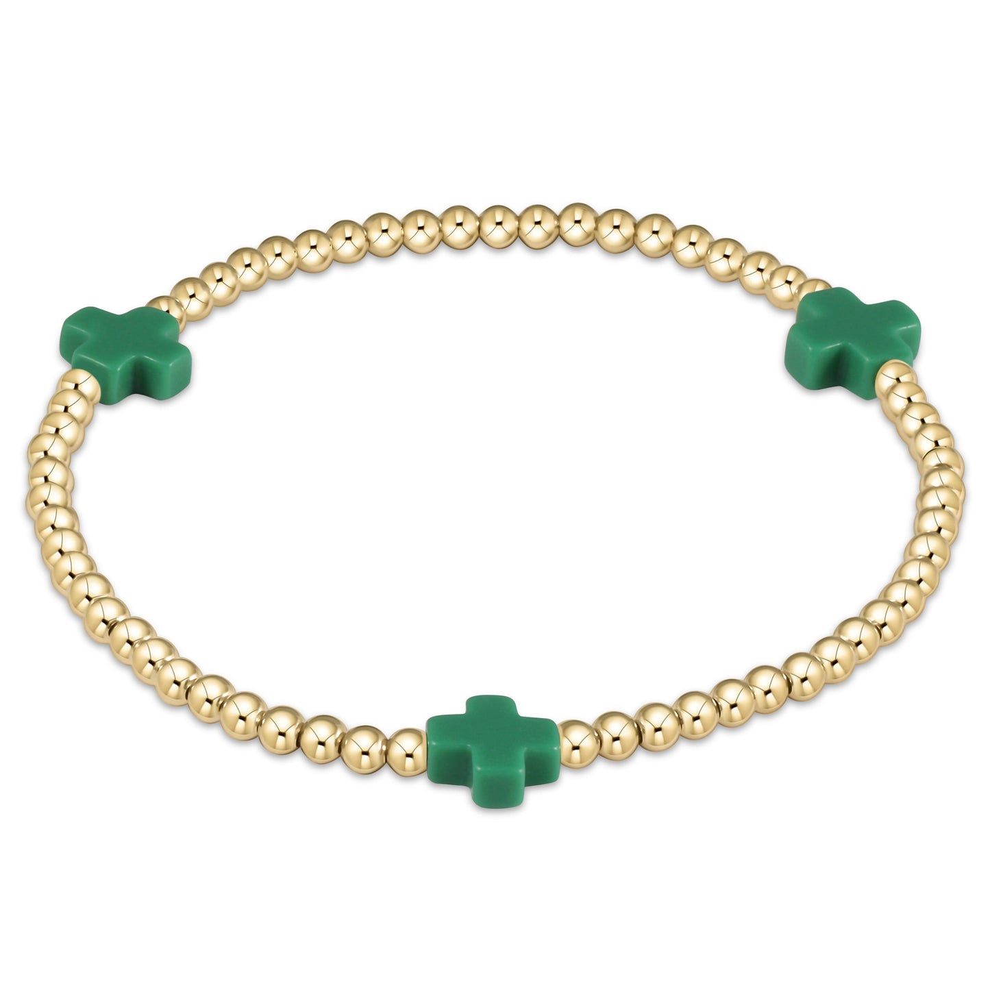 Pulsera de Cuentas de 3 mm con Cruz y Patrón Dorado Signature