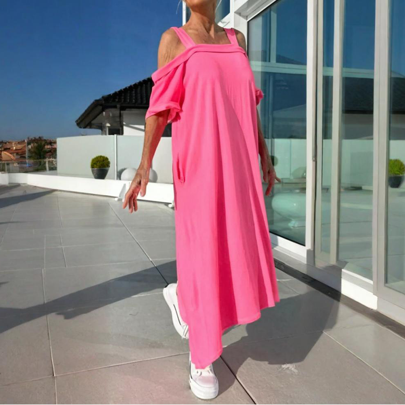 🏖️ Especiales de Verano 💃 Vestido Casual Largo con Hombros Descubiertos para Mujer